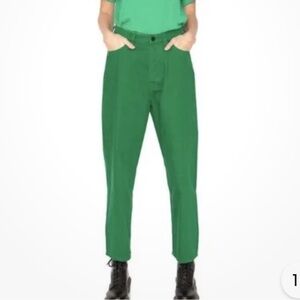 Sandrine Rose X Free People Green Wide Leg Painter Sapin Jeans